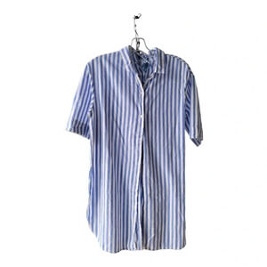 Zara Trafaluc Collection  Blue and White Pin Stripe Linen Long Shirt XS